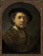 Rembrandt Peale Bust of a man wearing a cap and a gold chain France oil painting artist